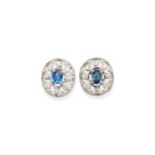 PAIR OF SAPPPHIRE AND DIAMOND EARRINGS