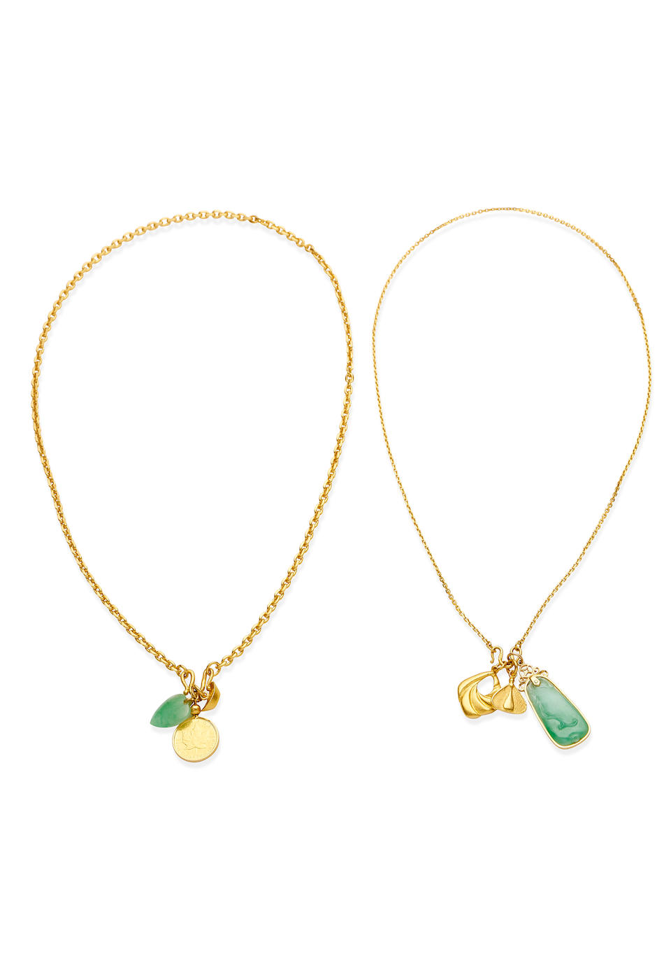 TWO GOLD PENDANT NECKLACES