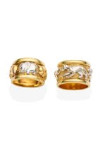 TWO BI-COLOURED GOLD RINGS