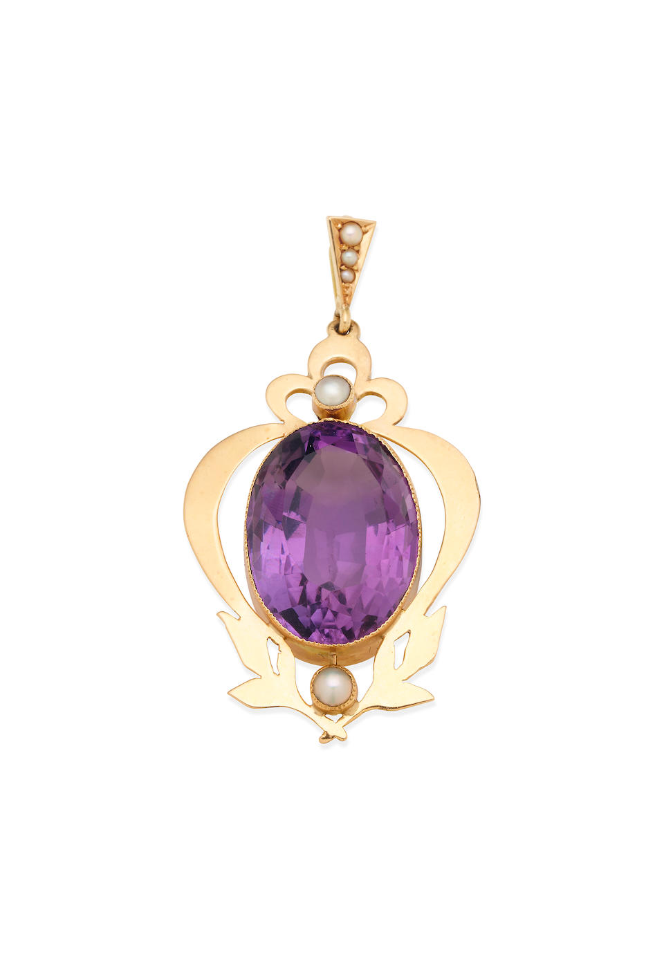 AMETHYST AND SEED PEARL PENDANT