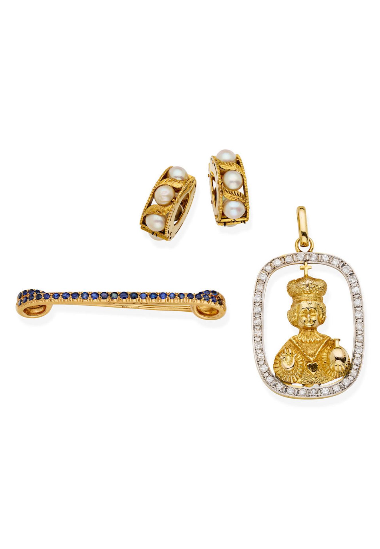 GROUP OF GOLD AND GEM SET JEWELLERY