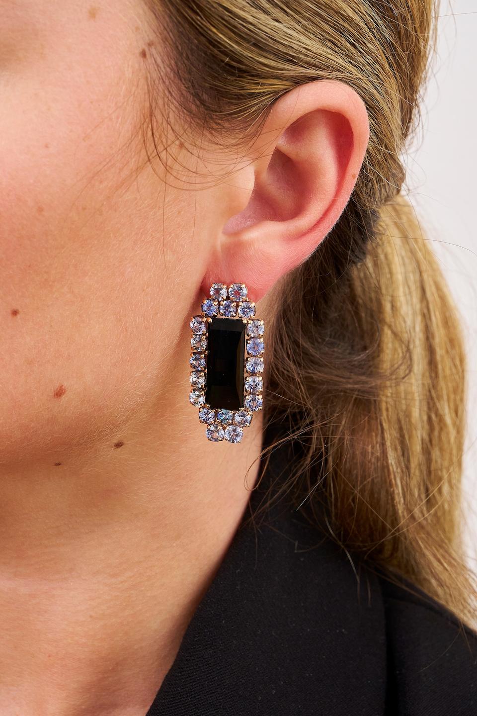 PAOLO COSTAGLI | PAIR OF TOURMALINE AND SAPPHIRE EARRINGS - Image 2 of 2