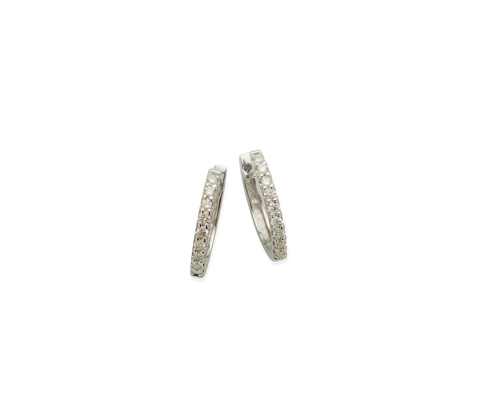 WHITE GOLD AND DIAMOND 'HUGGIE' EARRINGS