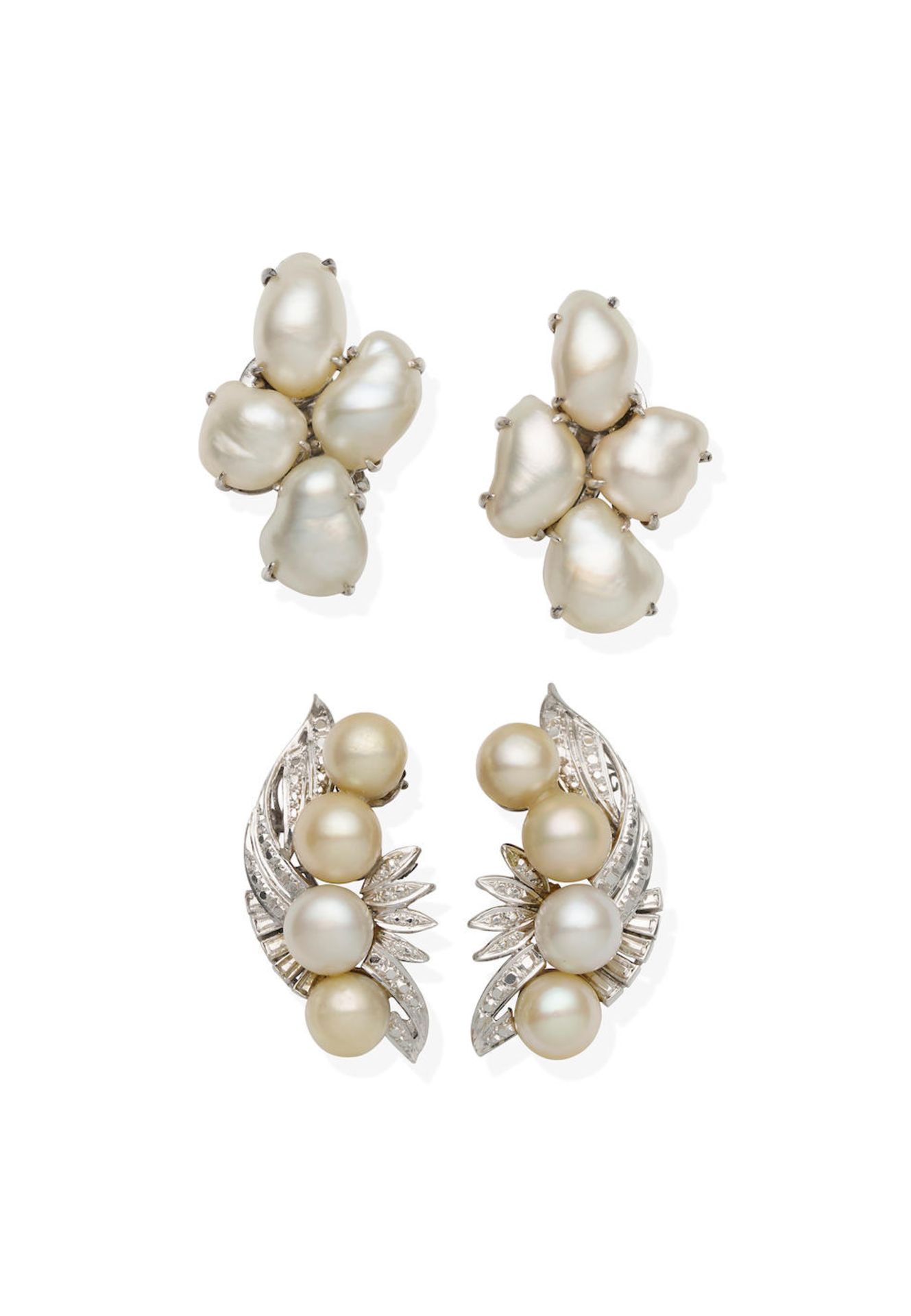 GROUP OF CULUTRED PEARL AND DIAMOND JEWELLERY