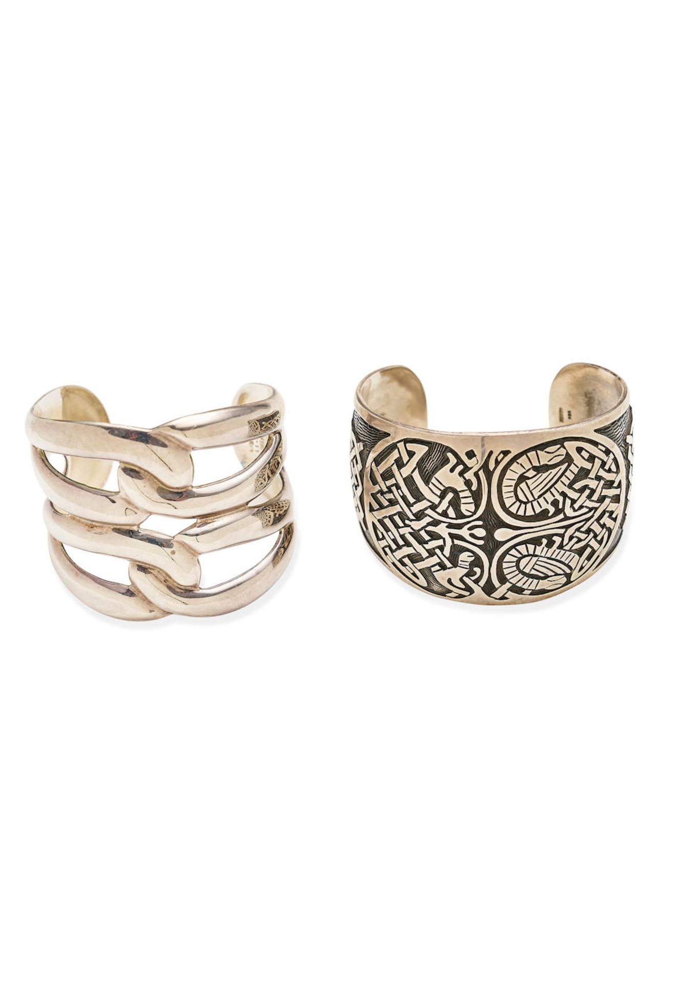 TWO STERLING SILVER CUFFS