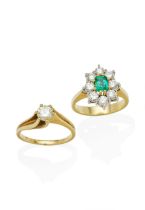 TWO DIAMOND AND GEM-SET RINGS (2)