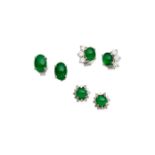 THREE PAIRS OF JADEITE EARRINGS