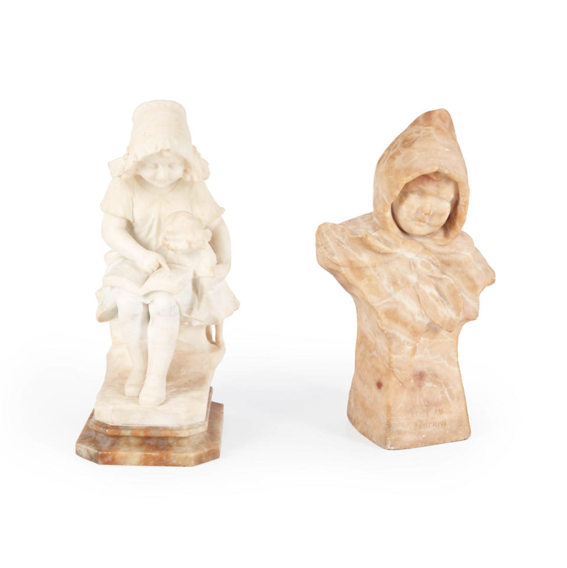 TWO EUROPEAN ALABASTER FIGURES OF CHILDREN