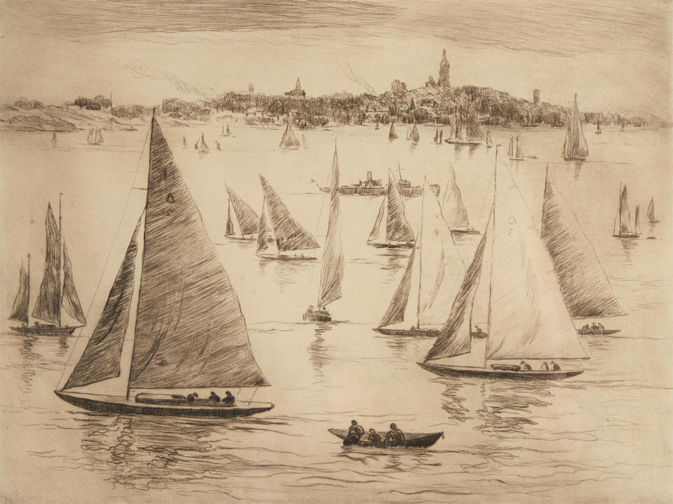 REYNOLDS BEAL (AMERICAN, 1867-1951) MARBLEHEAD, RACE WEEK (BRESSLER 1158)