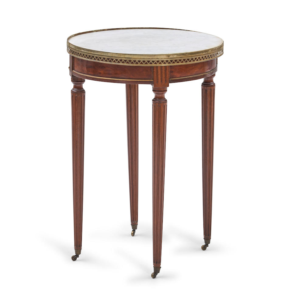 LOUIS XVI-STYLE FRUITWOOD MARBLE-TOP GUERIDON