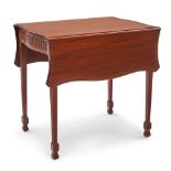 FEDERAL-STYLE MAHOGANY CARVED AND INLAID BENCH-MADE PEMBROKE TABLE