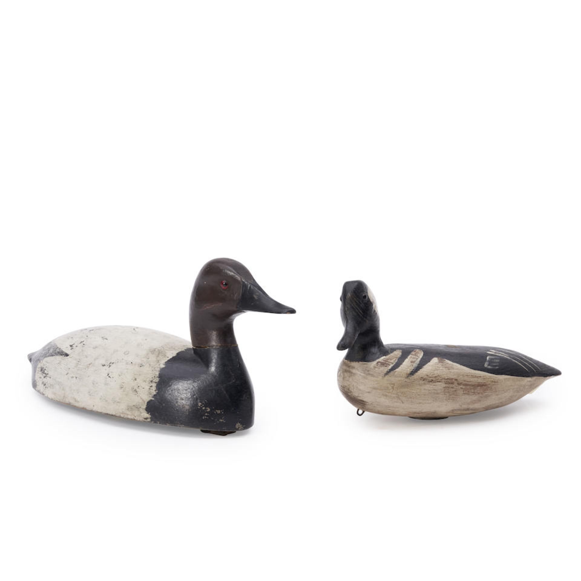 TWO WATERFOWL DECOYS WITH GLASS EYES