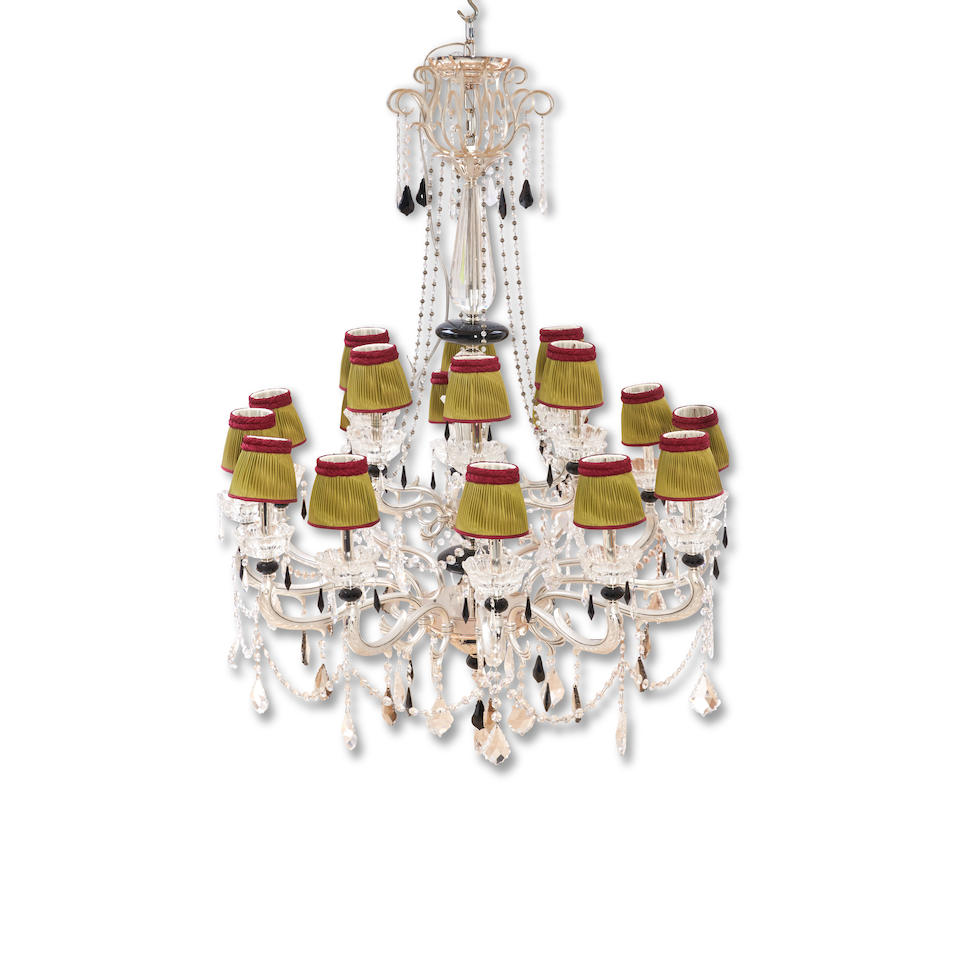 UNDERWRITER'S LABORATORIES CUT GLASS EIGHTEEN-LIGHT CHANDELIER