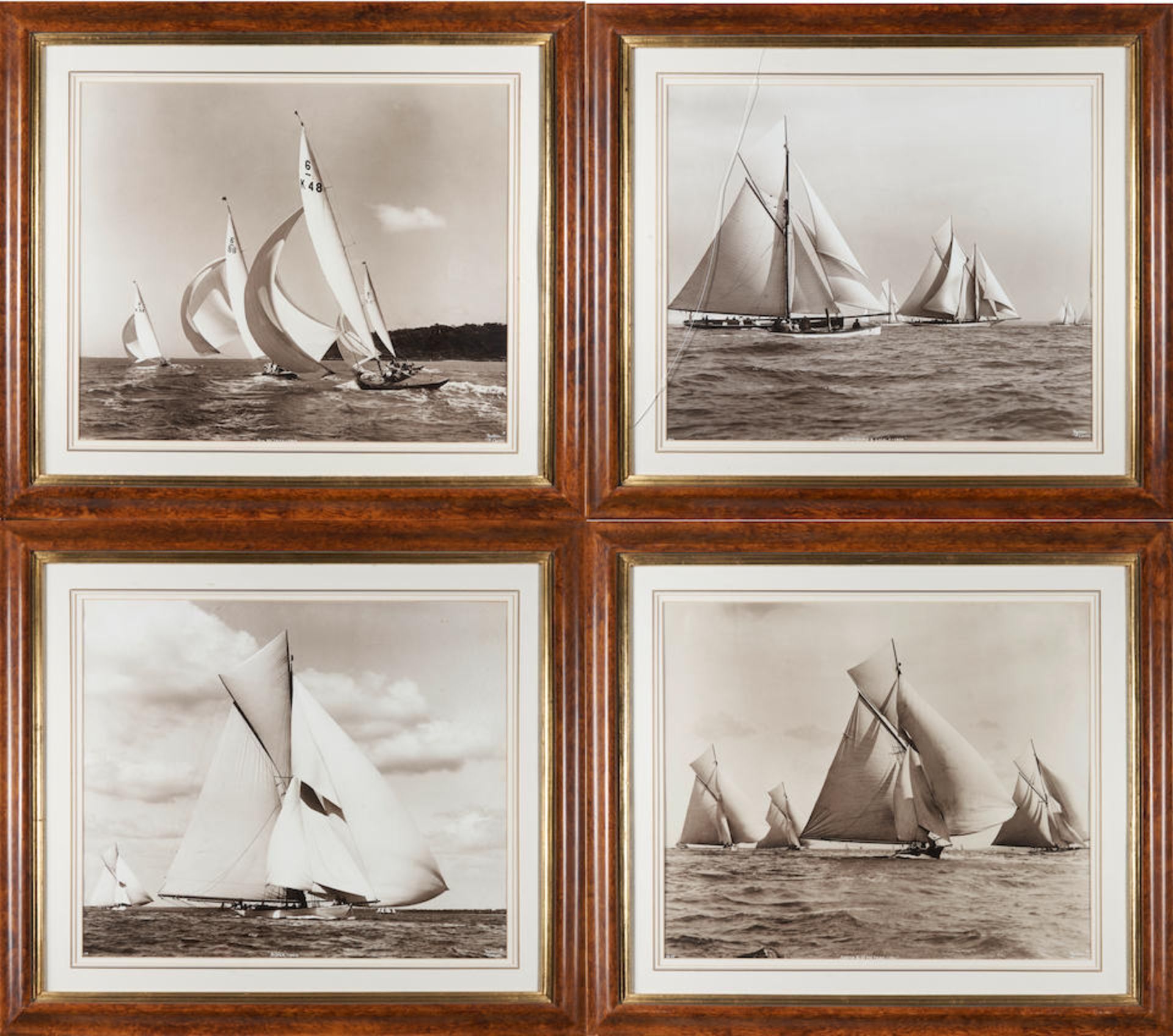 SIX FRAMED PHOTOGRAPHS OF RACING YACHTS
