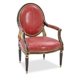 MICHAEL TAYLOR LOUIS XV-STYLE FAUX SNAKESKIN ARMCHAIR