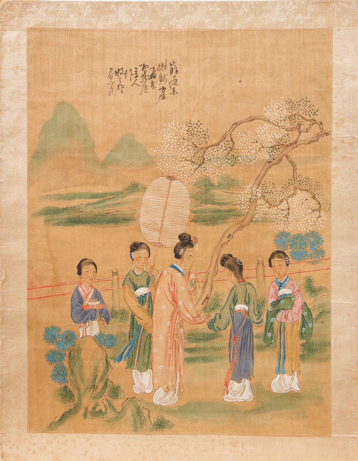 FOUR ASIAN WOODBLOCK PRINTS AND PAINTINGS