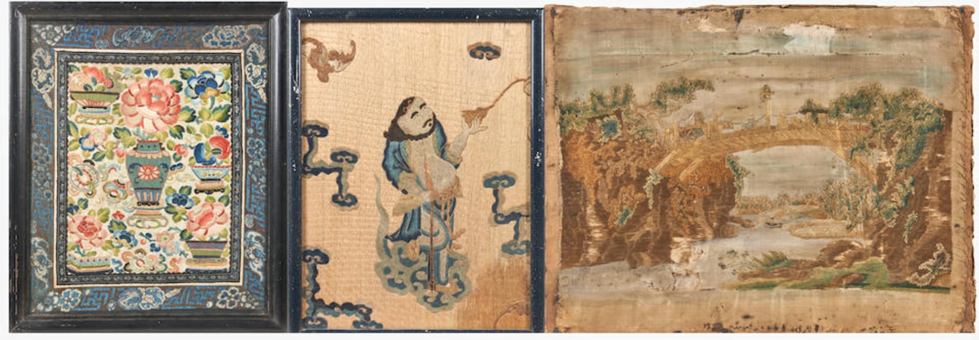 THREE CHINESE AND JAPANESE EMBROIDERIES