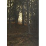 Joseph Farquharson RA (British, 1846-1935) Deer and rabbits in a woodland