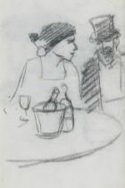 John Duncan Fergusson RBA (British, 1874-1961) A couple in a Paris caf&#233;, c. 1909