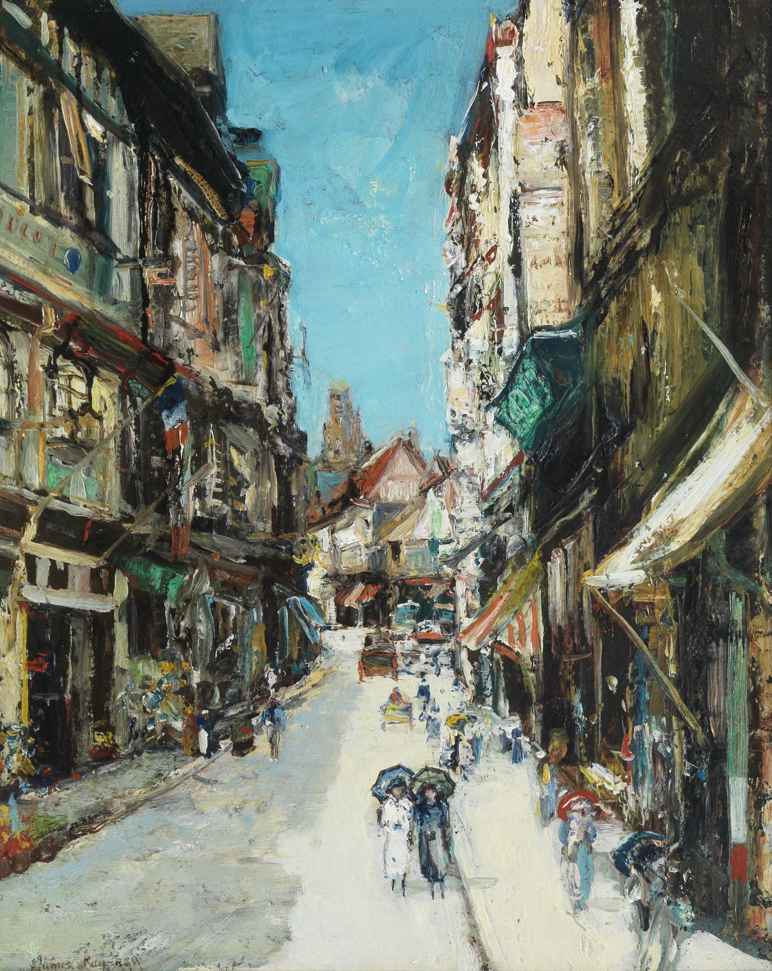 James Kay RSA RSW (British, 1858-1942) La Rue Malpalu, Rouen