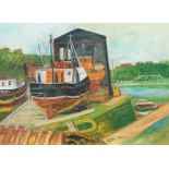 John Bellany CBE RA HRSA LLD(Lon) (British, 1942-2013) Still Waters of Eyemouth in harbour unframed