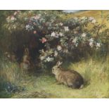John MacWhirter RA HRSA RI RE (British, 1839-1911) Roses and Rabbits