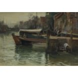David Farquharson ARA ARSA RSW ROI (British, 1840-1907) On the canal, Dordrecht