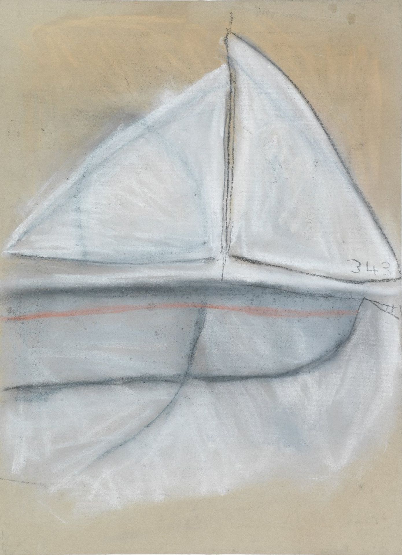 Pat Douthwaite (British, 1934-2002) Yacht 345 unframed (with Firework on the reverse, signed and...
