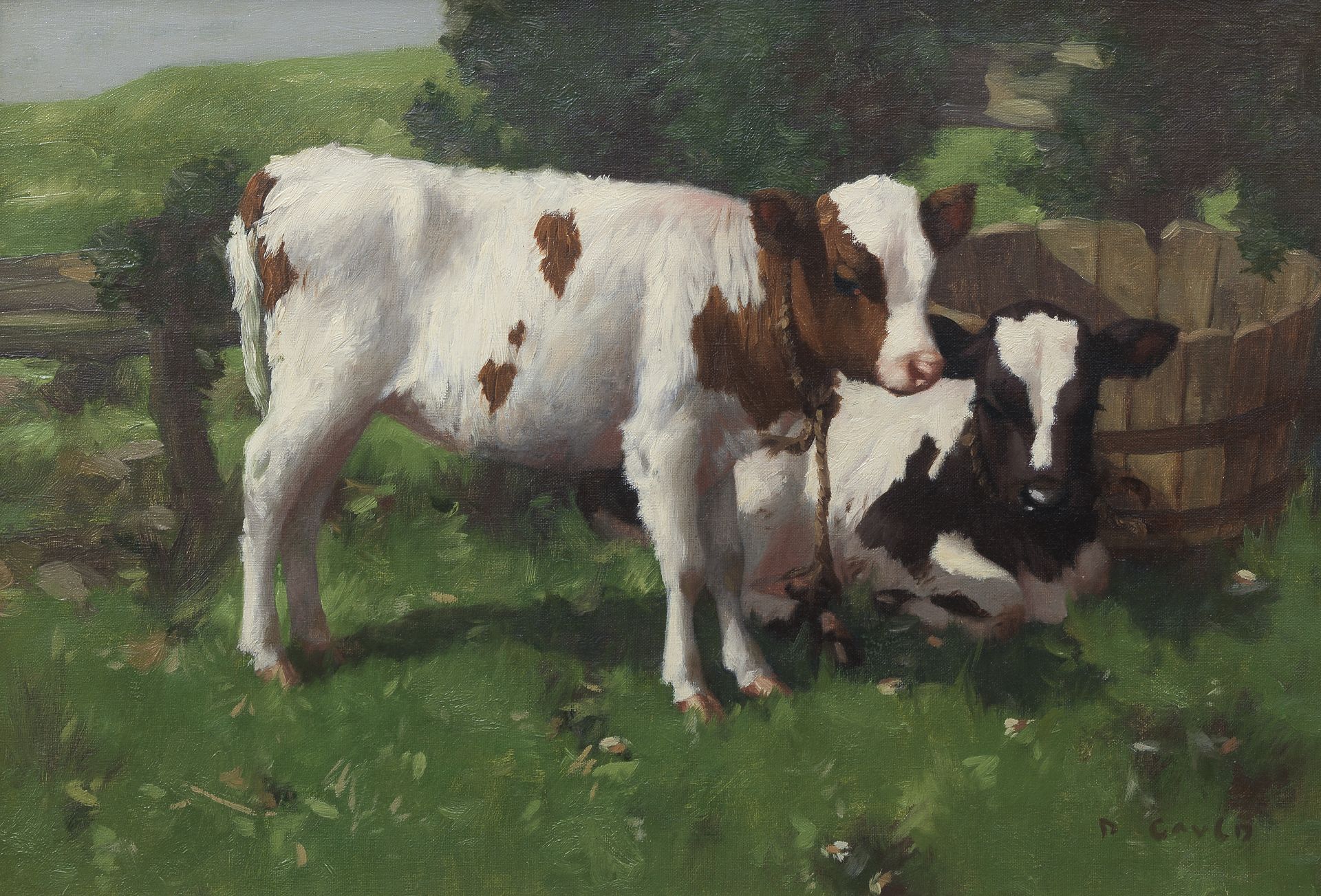 David Gauld RSA (British, 1865-1936) Calves at rest
