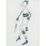 Pat Douthwaite (British, 1934-2002) Blue and gold striped outfit unframed