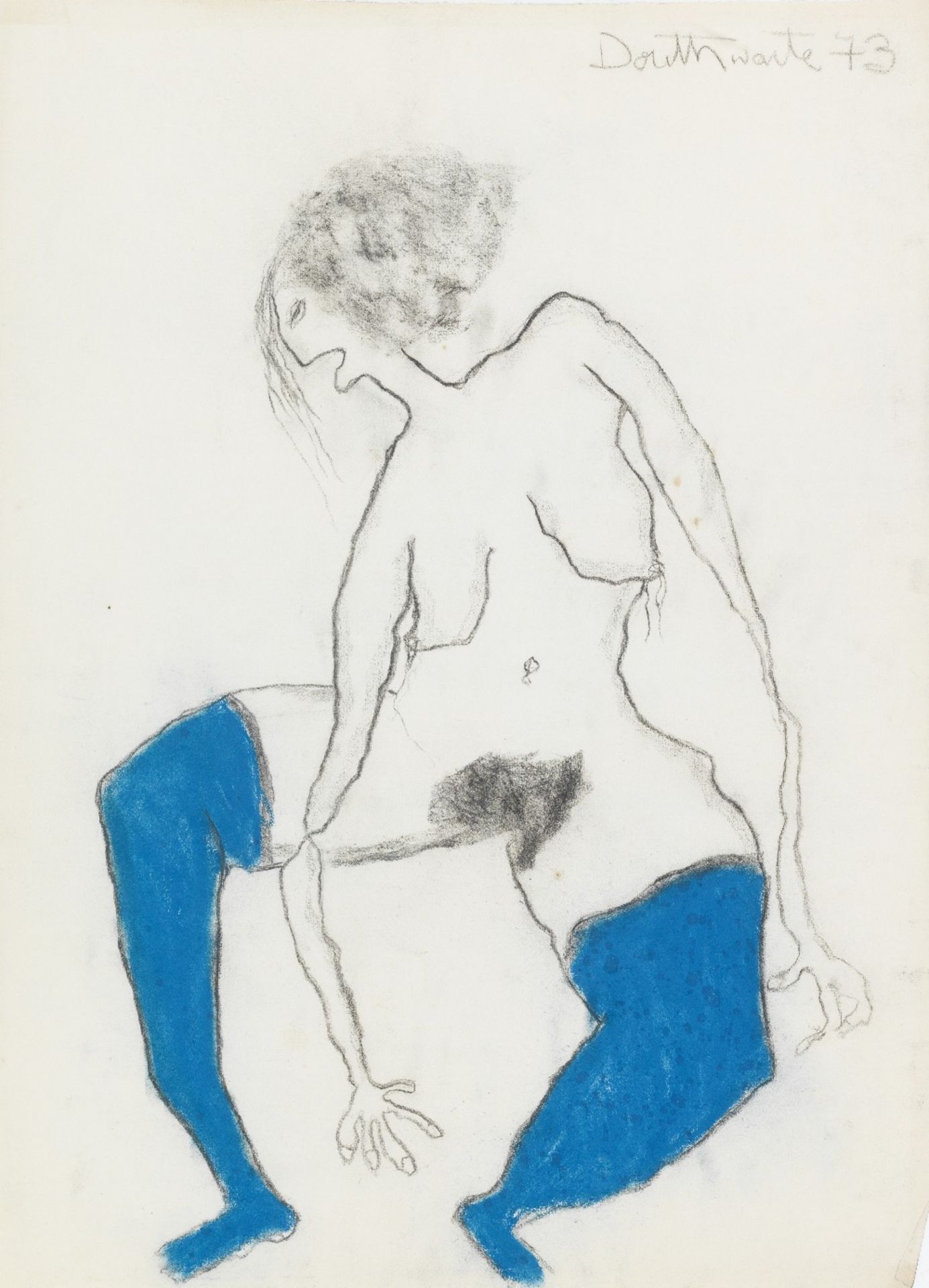 Pat Douthwaite (British, 1934-2002) Blue stockings unframed