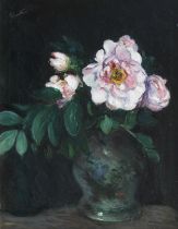 George Leslie Hunter (British, 1877-1931) Peonies in a Japanese jar (Painted circa 1913-16)