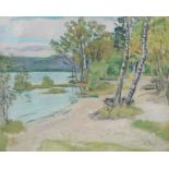 George Leslie Hunter (British, 1877-1931) Silver Birches by Loch Lomond (Painted circa 1931)