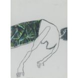 Pat Douthwaite (British, 1934-2002) The green patterned skirt unframed