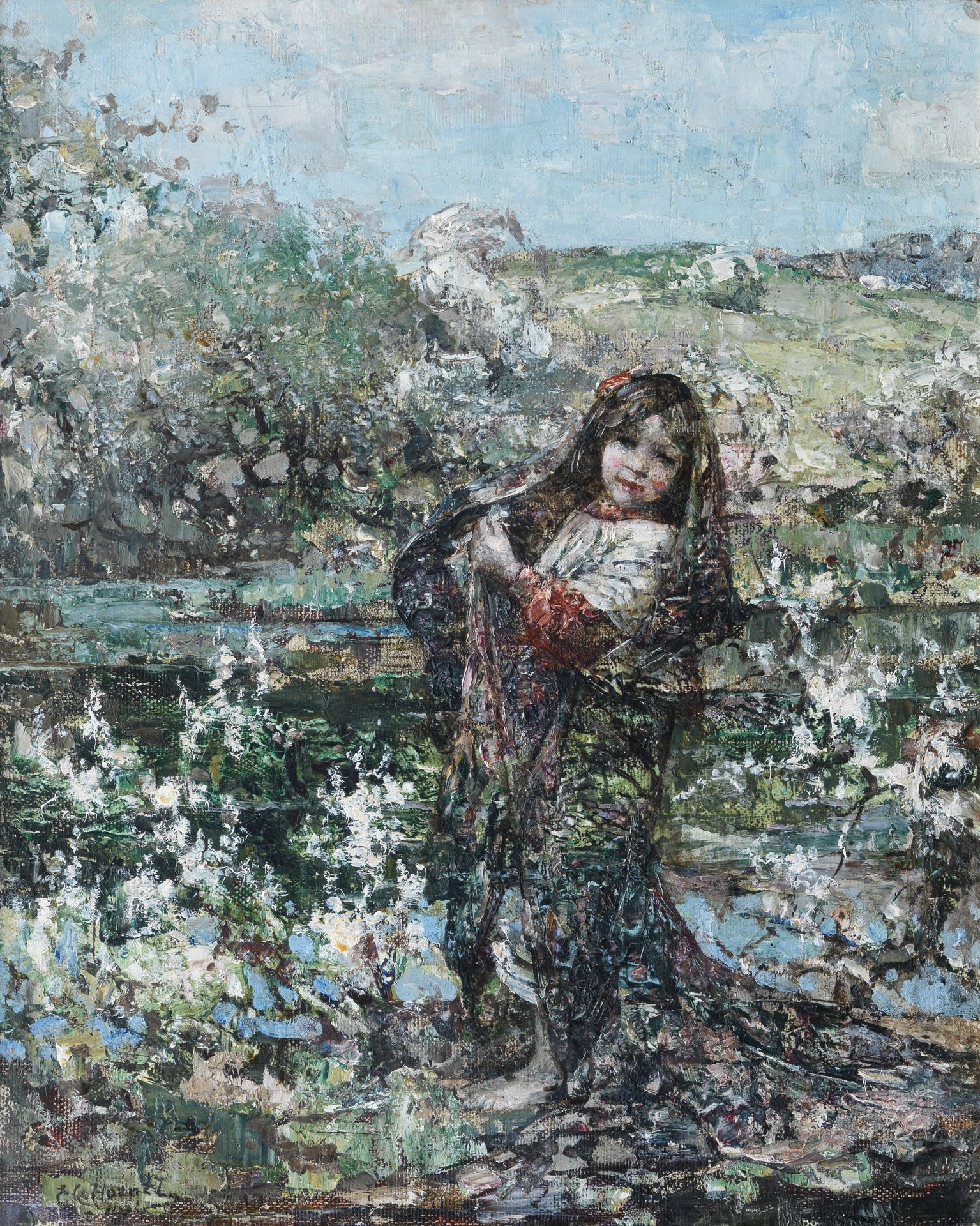 Edward Atkinson Hornel (British, 1864-1933) By the lily pond