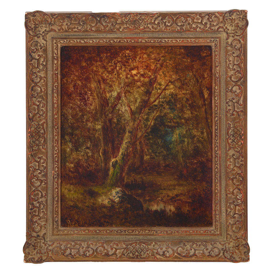 Narcisse Virgile Diaz de la Peña (French, 1808-1876) A wooded landscape 14 1/2 x 11 1/2in (... - Image 2 of 2