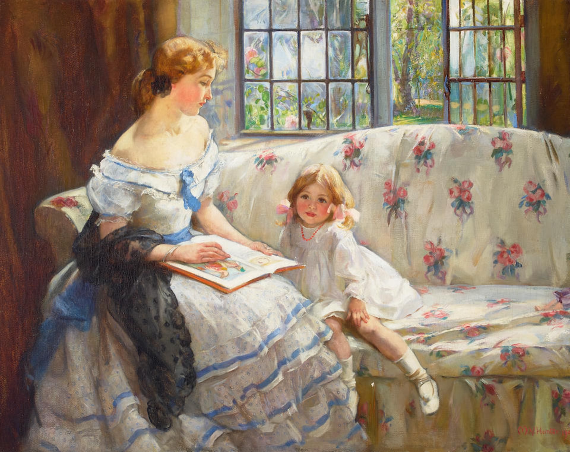 Mary Ethel Young Hunter (British, 1878-1936) Once upon a time 28 x 35in (71 x 89cm)