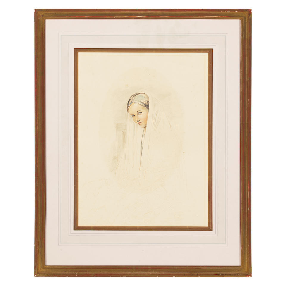 John Frederick Lewis, RA, POWS (British, 1804-1876) A Spanish girl 12 x 9in (30.5 x 23cm) (sight) - Image 2 of 2