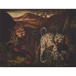 Italian School (late 19th century) Hunt scene of lions and leopards each 13 3/4 x 17 3/4in (35 x...
