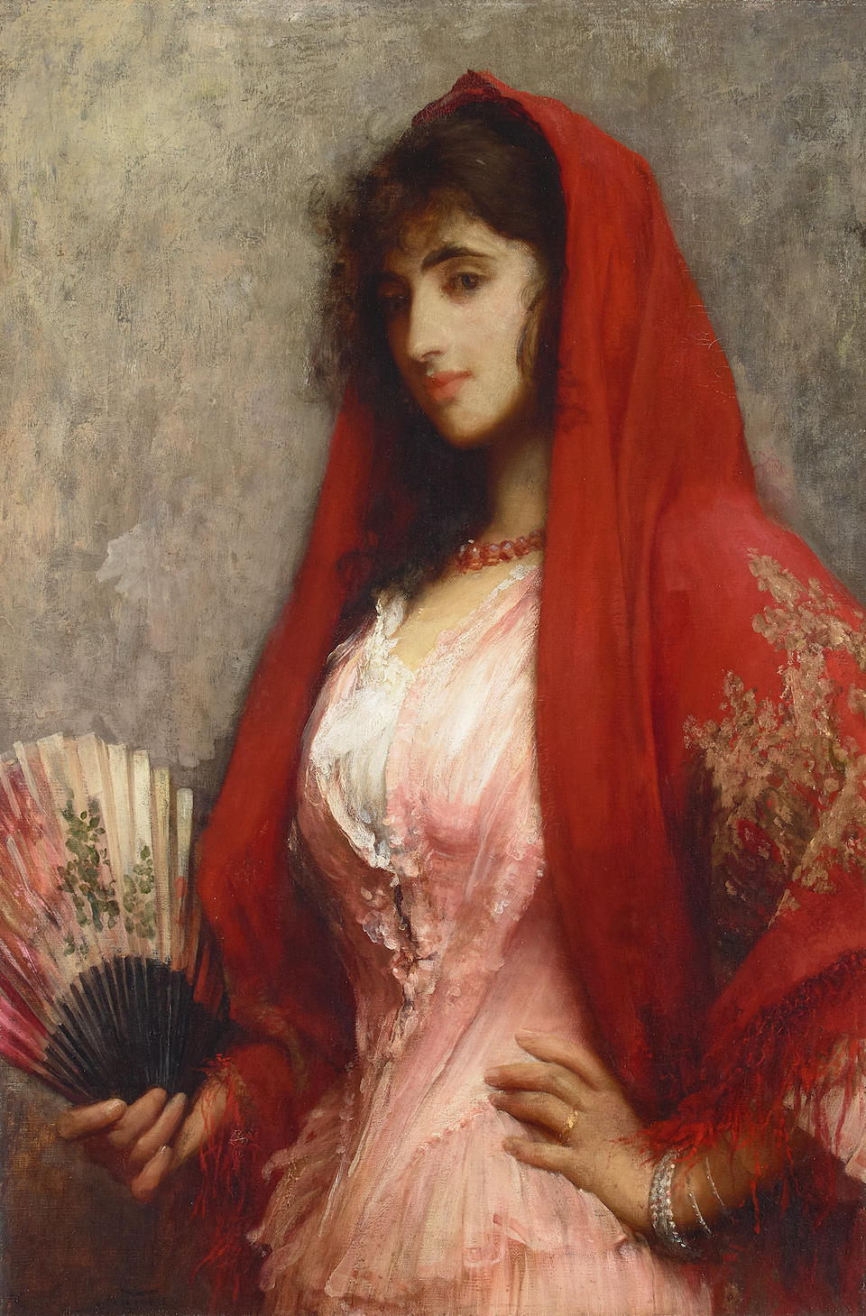 Sir Samuel Luke Fildes, RA (British, 1843-1927) A Spanish beauty 33 3/4 x 22 1/4in (85.5 x 56.5cm)