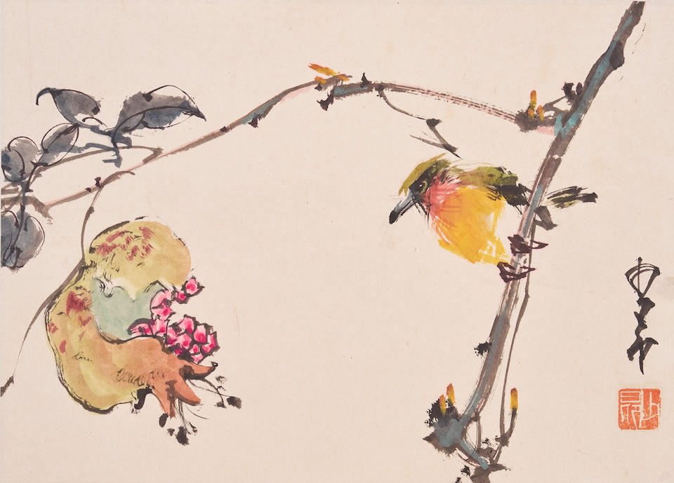 Zhao Shao'ang (1905-1998) Bird and Pomegranate