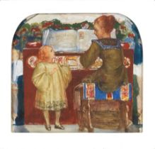 George Murray (Scottish, 1875-1933) A musical interlude 17 x 19cm (6 11/16 x 7 1/2in) framed wi...