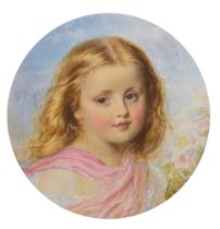 Edward Tayler, R.S.M. (British, 1828-1906) Portrait of a young girl (Tondo)