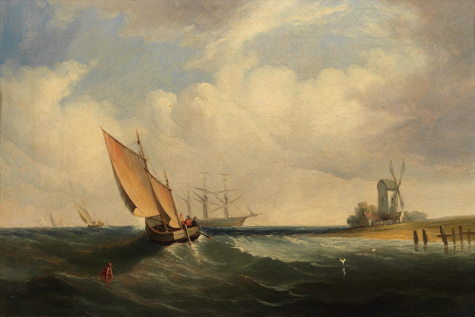 Follower of Clarkson Stanfield, RA (British, 1793-1867) Sailing boats in a choppy sea, a pair (2)
