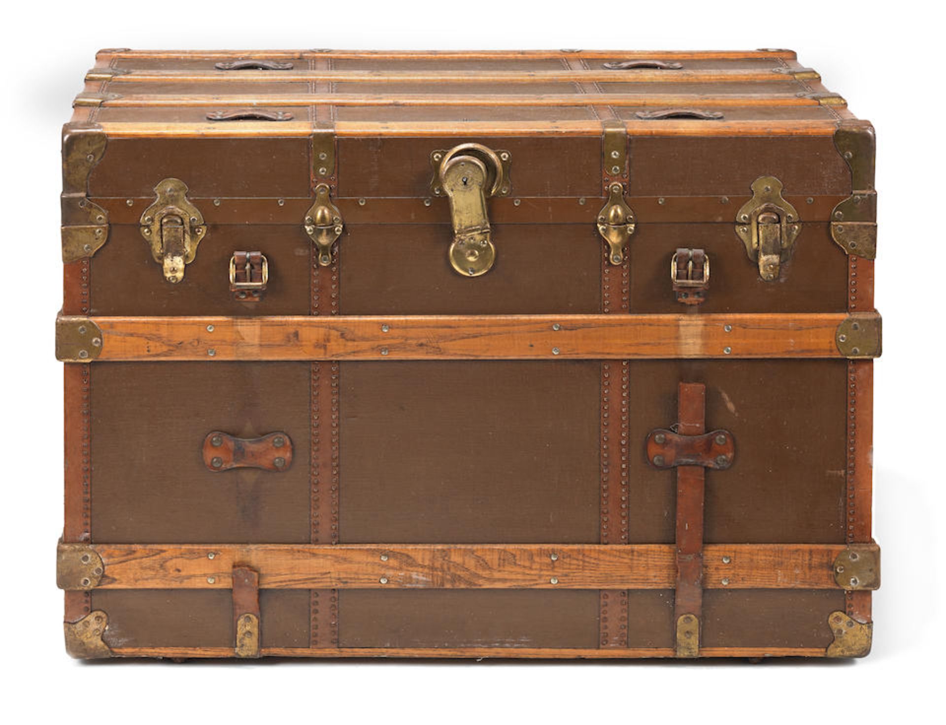 An early 20th century American steamer trunk made by Henry Likly & Co, Rochester (New York)