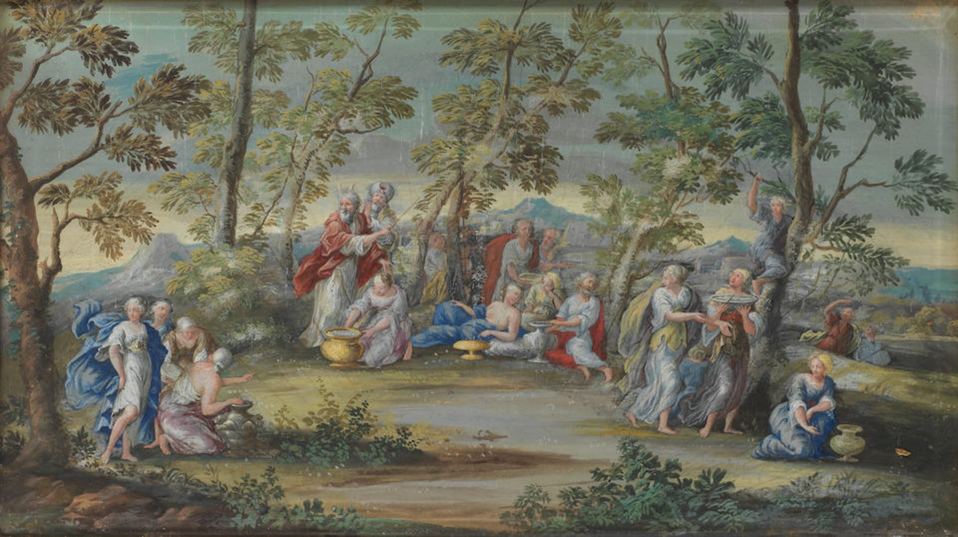 French School, 18th Century Moses and the gathering of manna
