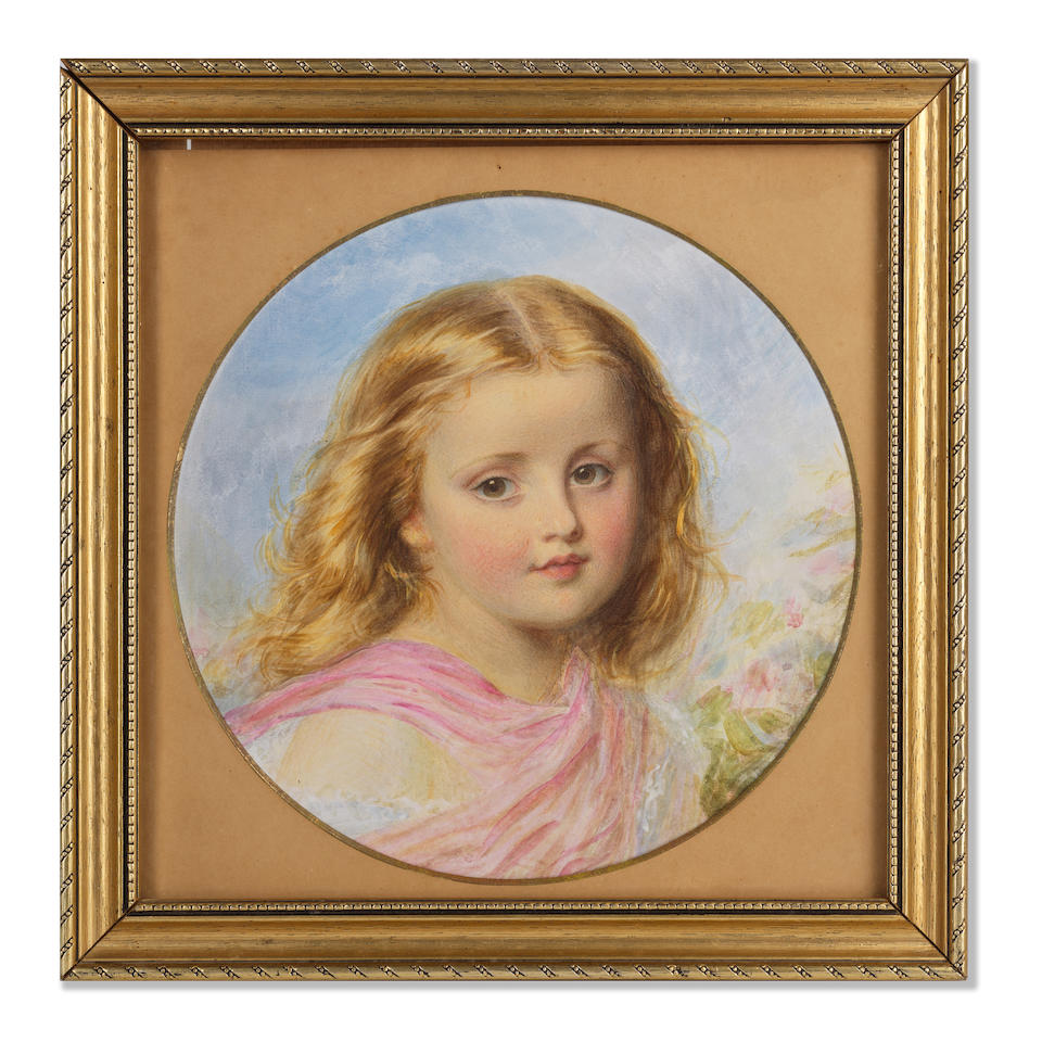 Edward Tayler, R.S.M. (British, 1828-1906) Portrait of a young girl (Tondo) - Image 2 of 3