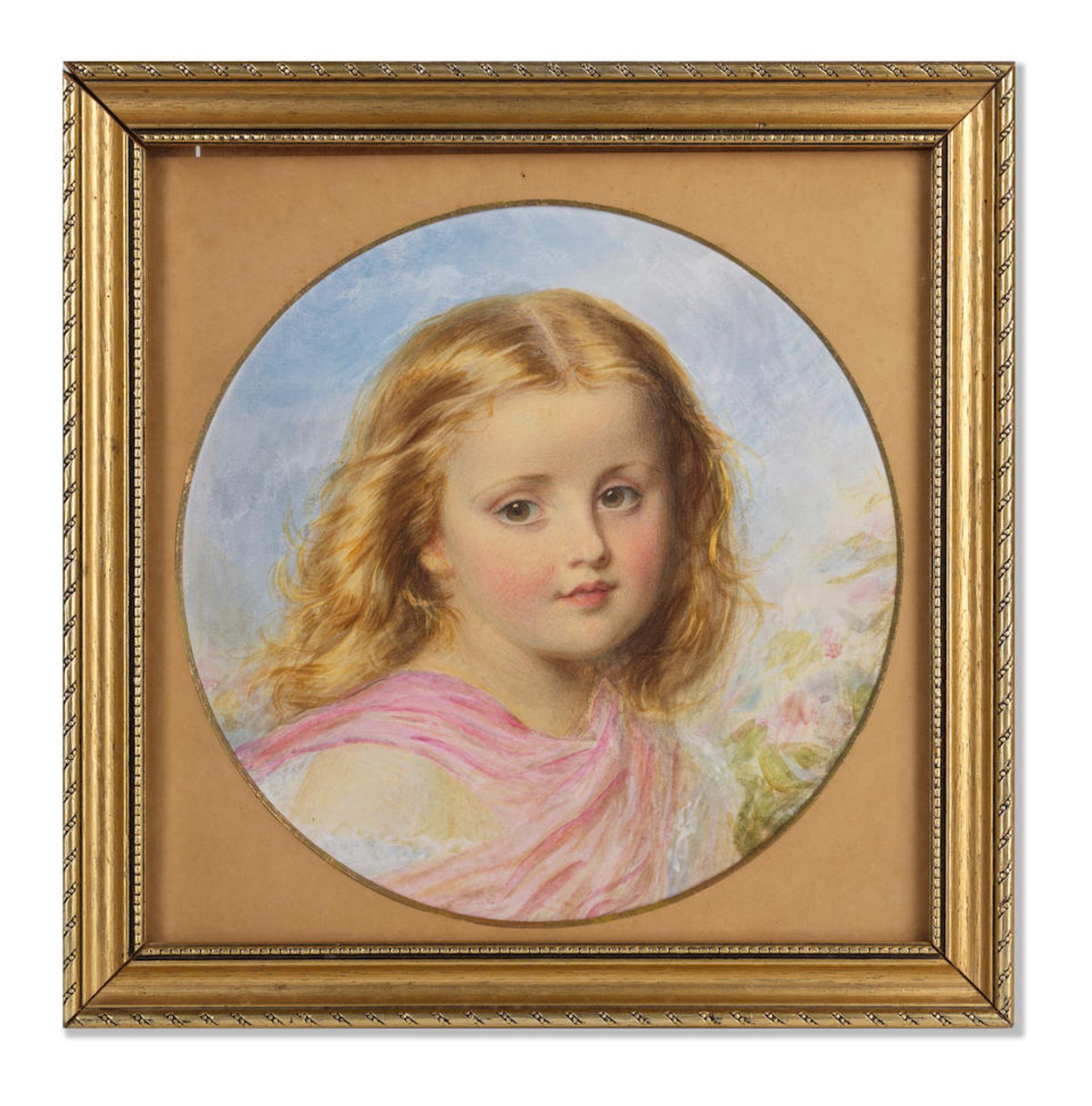 Edward Tayler, R.S.M. (British, 1828-1906) Portrait of a young girl (Tondo) - Bild 2 aus 3