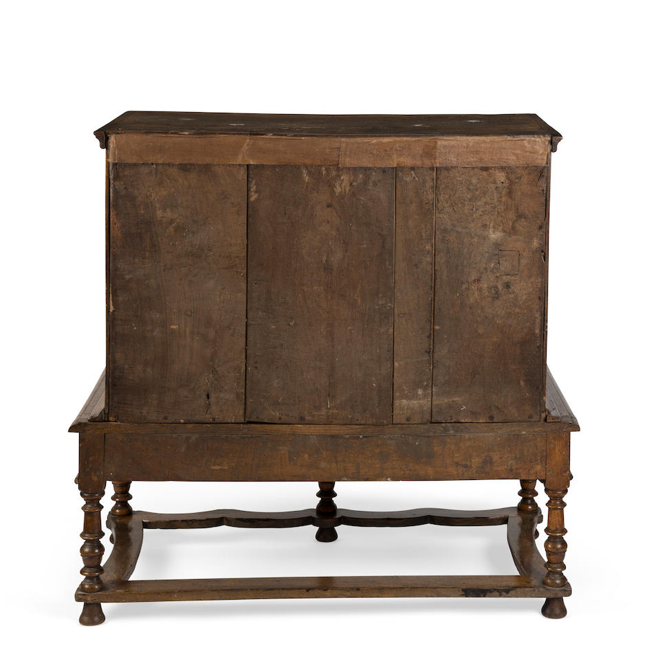 A late 17th/early 18th century elm and boxwood line-inlaid chest on stand - Image 2 of 2