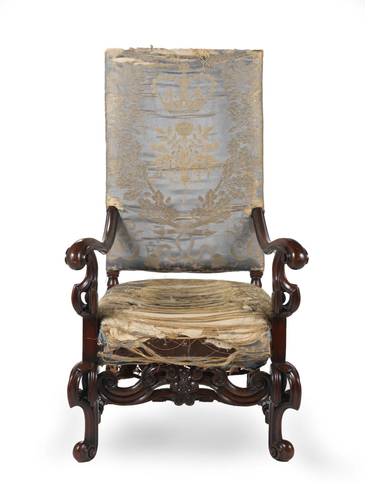 An Edwardian or early 20th century walnut armchair In the late 17th century style